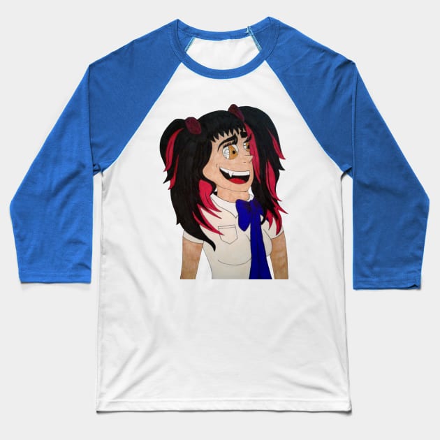 Vampire Schoolgirl Baseball T-Shirt by cpecana